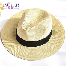 Load image into Gallery viewer, ENJOYFUR Summer Sun Hats For women man Panama Hat straw beach hat fashion UV sun Peotection travel cap
